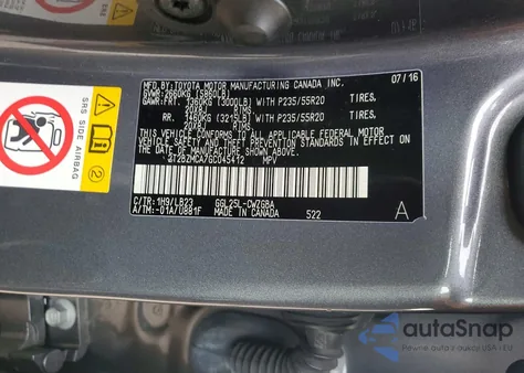 2016 Lexus Rx 350 Base из США, поврежденный, VIN 2T2BZMCA7GC045412